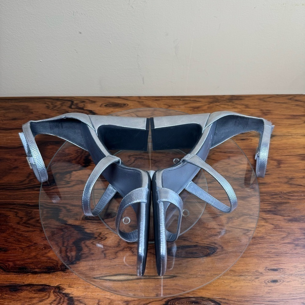 NEW Nordstrom Rack Adelaide Block Heel Sandal silver metallic - Picture 14 of 16